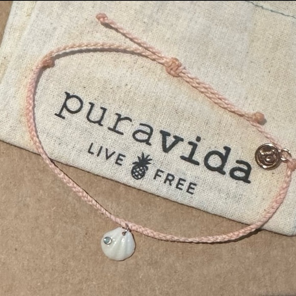 PURA VIDA Peach Mini Braid with Shell Charm Bracelet NEW rare! - Picture 4 of 6